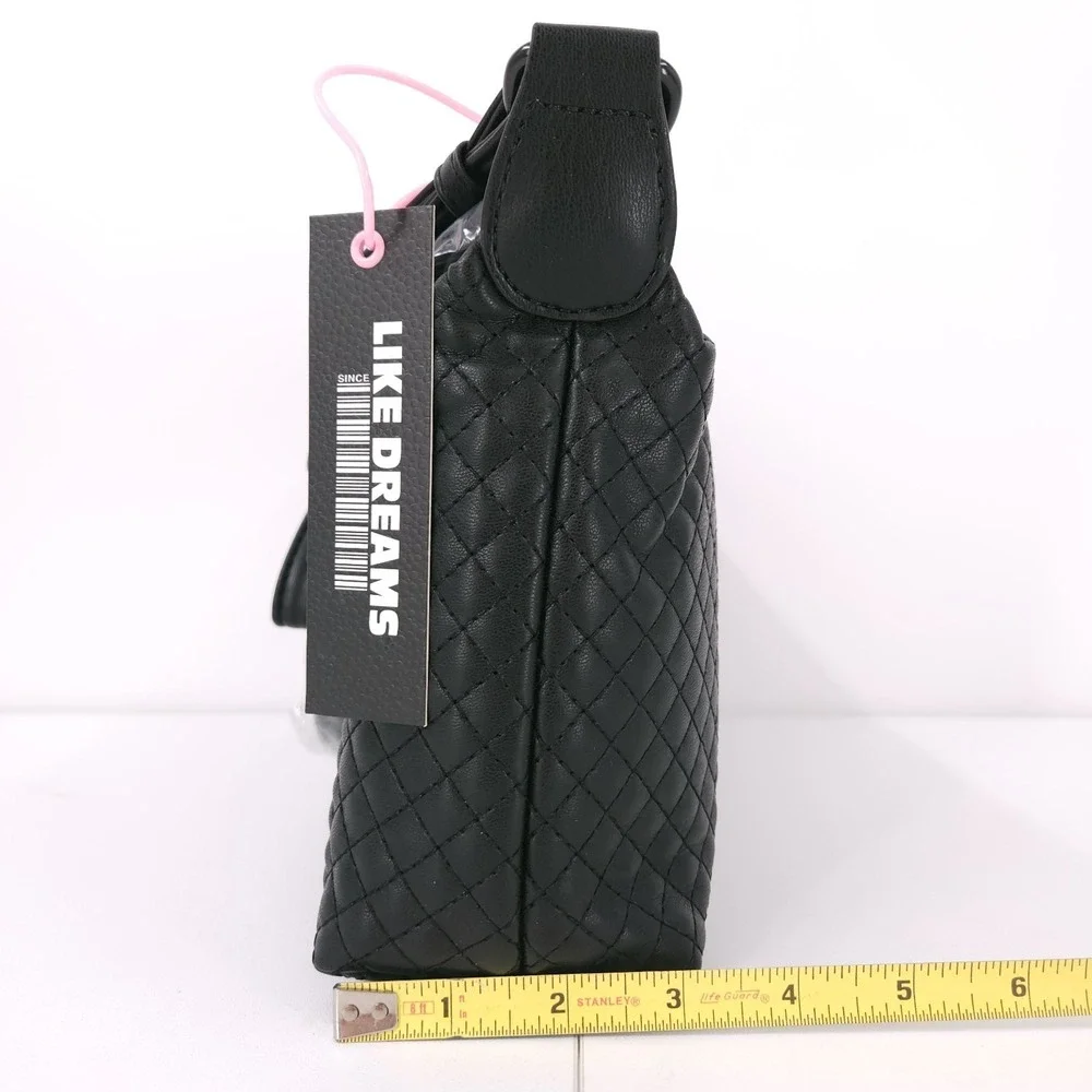 Like Dreams‎ Morgan Baguette Shoulder Crossbody Bag Black Chain Zip Top Small - Picture 6 of 11